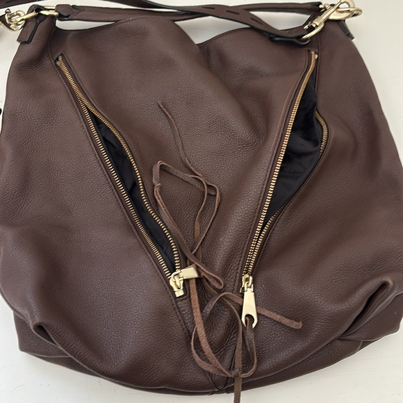Rebecca Minkoff Dark Brown Shoulder Bag with Zipper Detail - Picture 13 of 15